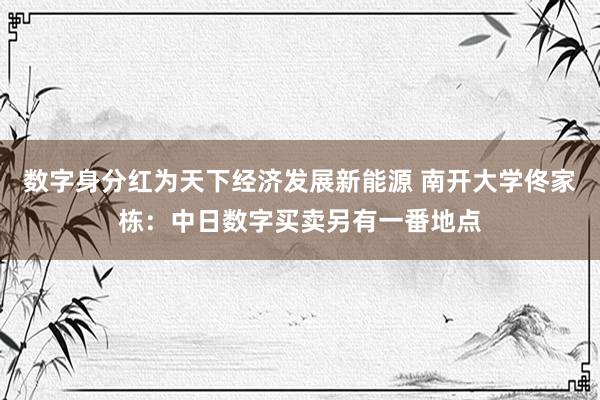 数字身分红为天下经济发展新能源 南开大学佟家栋：中日数字买卖另有一番地点