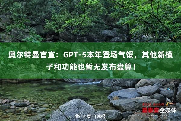 奥尔特曼官宣：GPT-5本年登场气馁，其他新模子和功能也暂无发布盘算！