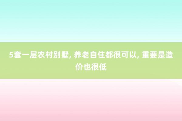 5套一层农村别墅, 养老自住都很可以, 重要是造价也很低